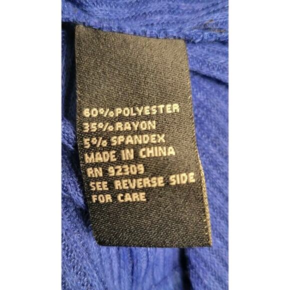 New DG2 by Diane Gilman Blue Turtle Neck Cozy Split Front Sweater size Large - Picture 5 of 8